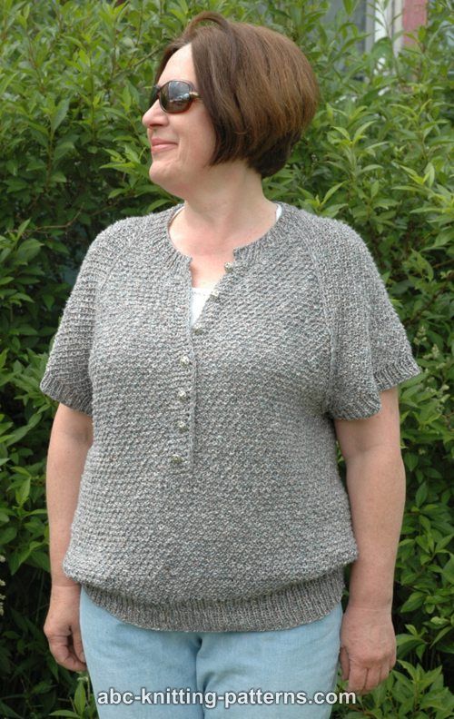 ABC Knitting Patterns - Summer Night Short-Sleeve Raglan Henley .