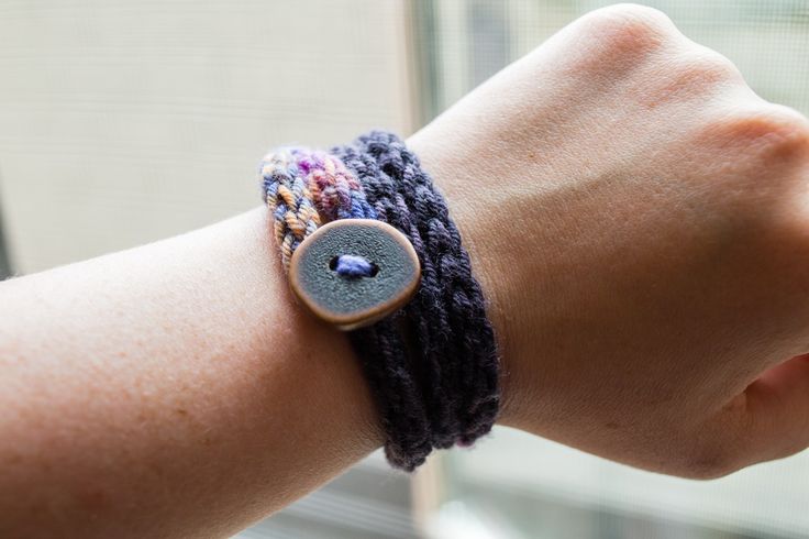 French Knit Bracelet With
      Button
