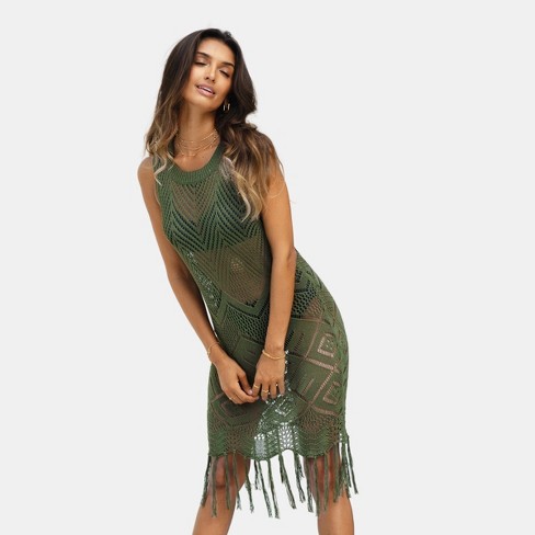 Women's Fringe Crochet Cover-up Dress -cupshe : Targ