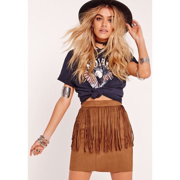 Missguided Fringe Faux Suede Mini Skirt | Edgy outfits, Country .