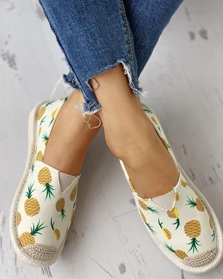 Fruit Print Flat Casual Shoes | Casual flat shoes, Casual shoes .