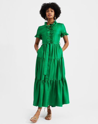 Long & Sassy Dress in Solid Green for Women | La Doubl