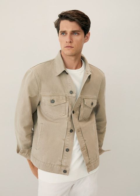 Beige denim jacket - Man | Mango Man Singapore | Denim jacket men .