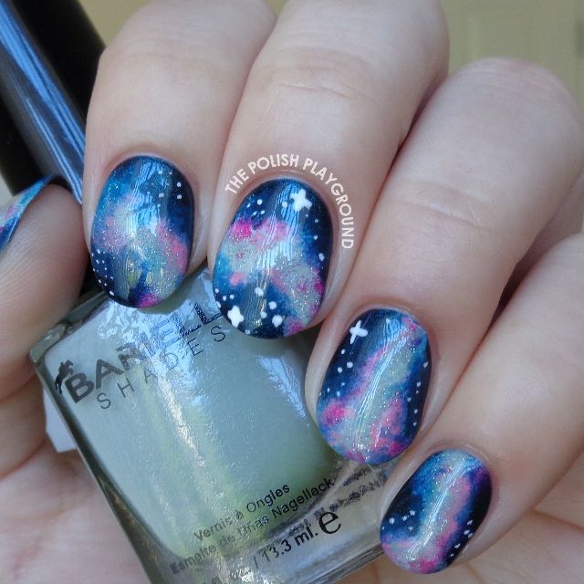 Blue and Pink Galaxy Inspired Nail Art | Glittery nails, Nails .
