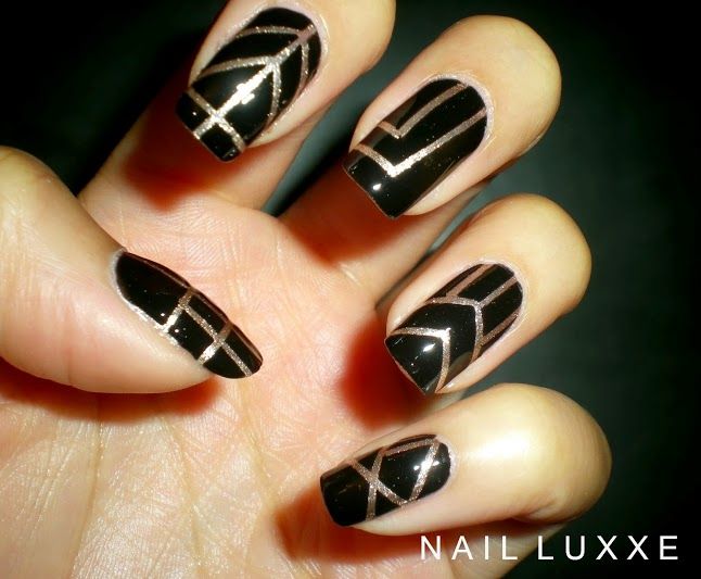 The Great Gatsby Inspired Nails | Gold nail designs, Art deco .