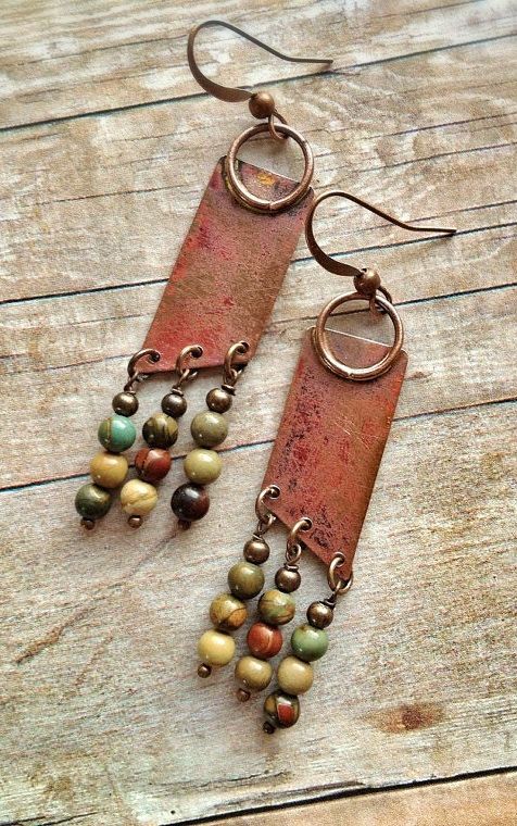 Boho Earrings Copper Earrings Recycled Jewelry Natural - Etsy .