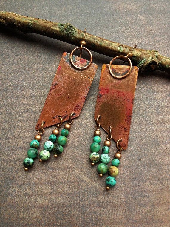 Copper Earrings Copper Jewelry African Turquoise Earrings - Etsy .