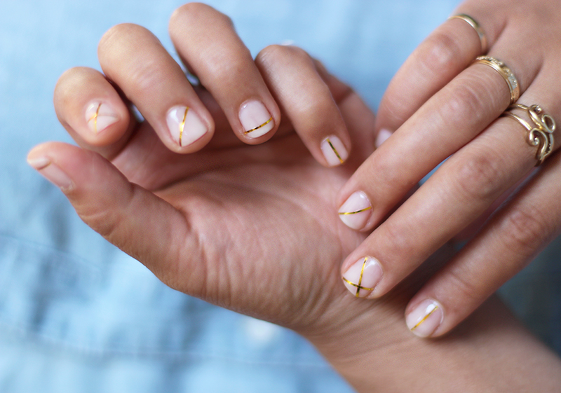 DIY Gold Striped Nails - Honestly W