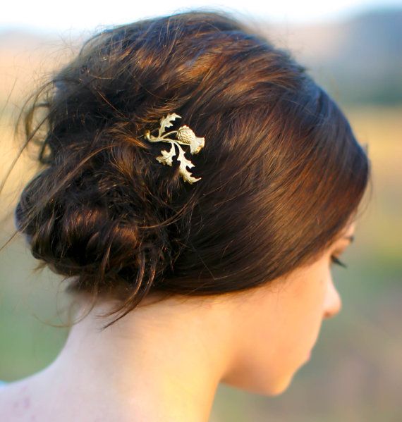 Gold Scottish Thistle Hair Pin Scotland Wedding Scotland Hair .