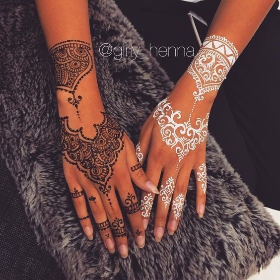 Black and White | Henna tattoo designs, Henna tattoo hand, White .