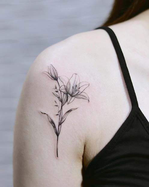 43 Pretty Lily Tattoo Ideas for Women - StayGlam | Lily tattoo .