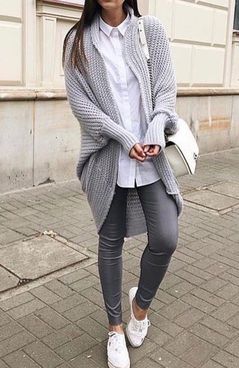 outfit ideas | womens fashion | oversized cardigan | jeans .