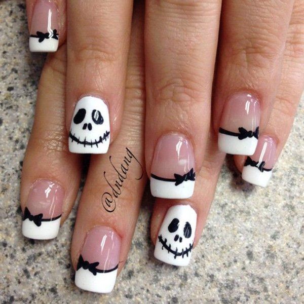 60 Examples of Black and White Nail Art | Art and Design | Skull .