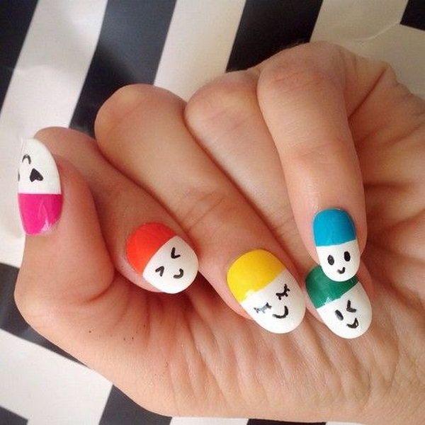 Cute and Happy Smiley Face Nails - Hative | Nail art diy, Manicure .