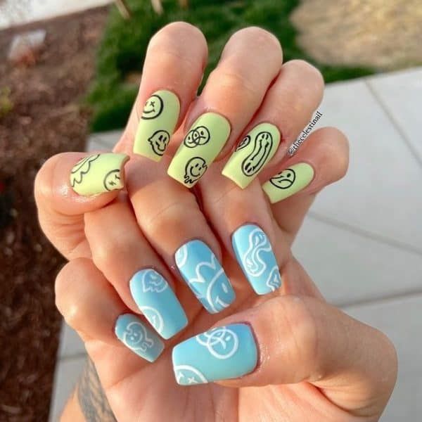 Stylish Happy Smiles Nail Art