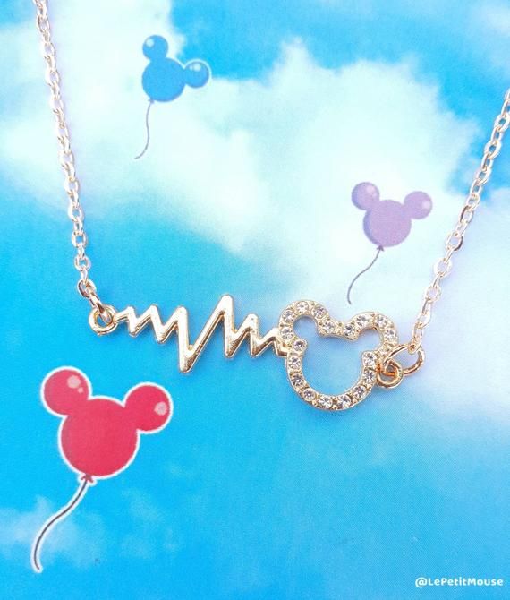 Mickey Heart Beat Necklace | Etsy | Heartbeat necklace, Mickey, Et