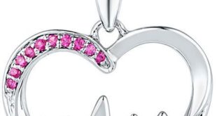 Lab-Created Pink Sapphire and Diamond Accent Heartbeat Heart .