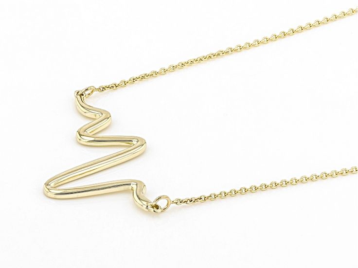 10K Yellow Gold Heartbeat Cable Chain 17 Inch with 1 Inch Extender .