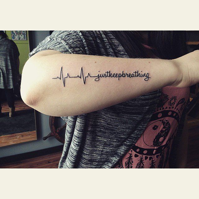 Just Keep Breathing" | Heartbeat tattoo, Heartbeat tattoo design .