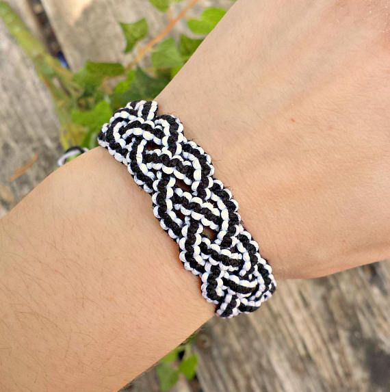 Braided Hemp Bracelet Two Color 4 Strand Braid Celtic Knot - Etsy .