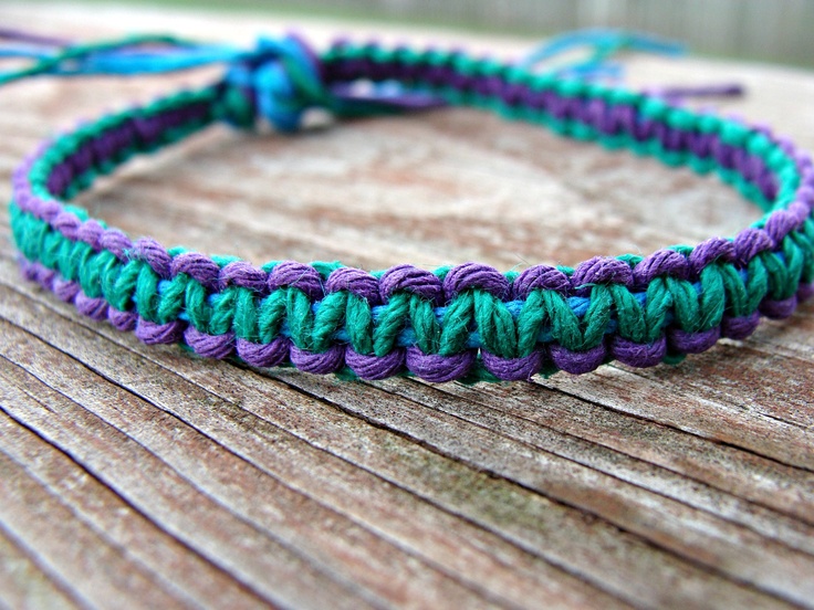 Purple and Blue Green Woven Hemp Bracelet | Etsy | Hemp bracelet .
