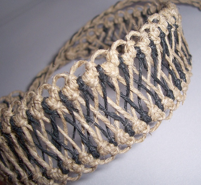 Hemp Jewelry-Black and Natural Hemp Choker made in an "X" Pattern .