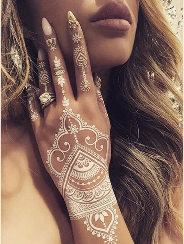 19 Stunning White Henna Designs For You | White henna designs .