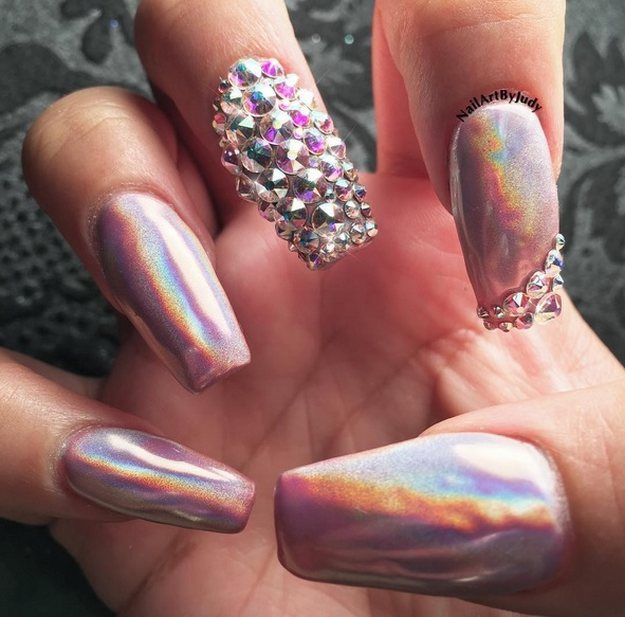 Stunning Homecoming Dance Nail Ideas | Holographic nails .