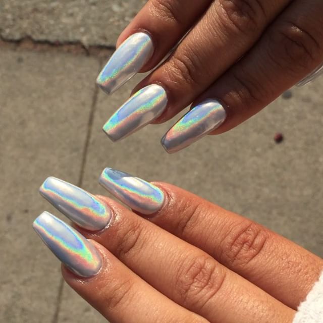 Gorgeous white on white holo chrome @thedenimslayer .