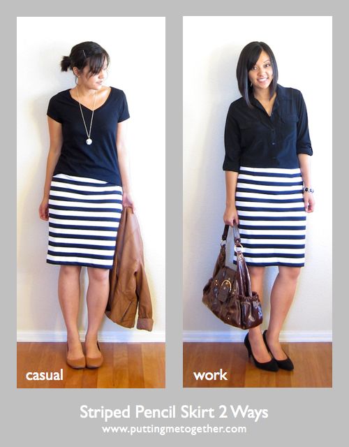 Two Ways to Wear a Striped Pencil Skirt | Striped pencil skirt .