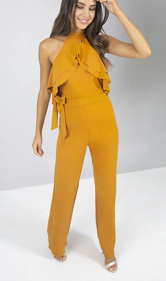 Mustard Yellow Jumpsuit. Mustard Yellow Outfits. Fall wedding .