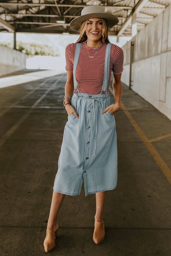 19 Stylish Suspender Skirts glamhere.com | Overall skirt, Casual .