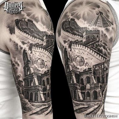 Jaw-dropping hald sleeve with famous landmarks! | Half sleeve .