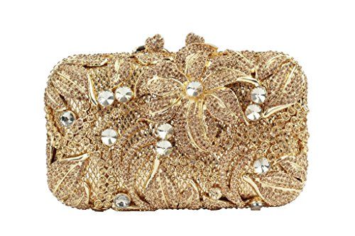 YILONGSHENG Women's Shining Crystal Flowers Evening Party Clutch .