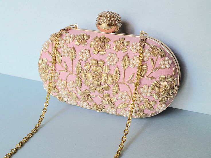 Pink Party Purse Blush Beaded Bag Rose Pearl Clutch Sling - Etsy .