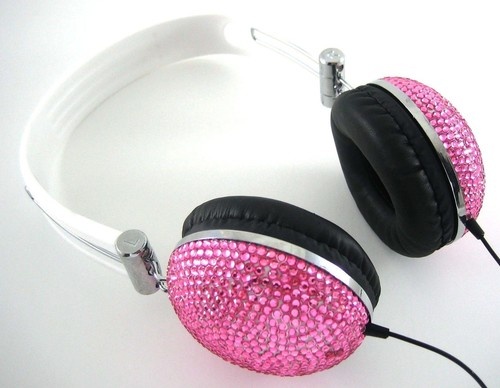 Pink Crystal Rhinestone Headphones | Rhinestone bling, Crystal .