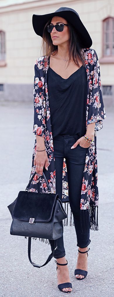 Choice By Anna Floral Trench Black Outfit | Kleding, Kleding .