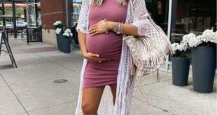 maternity outfit ideas, body con Dress, lace kimono | Trendy .