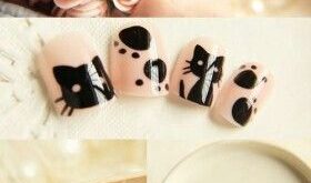 Kitty Nails | Cat pattern nails, Nail art, Nail desig