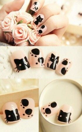 Kitty Nails | Cat pattern nails, Nail art, Nail desig