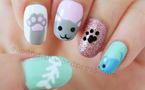 Kitty Cat Nail Tutorial | Nail art designs, Vernis à ongles .