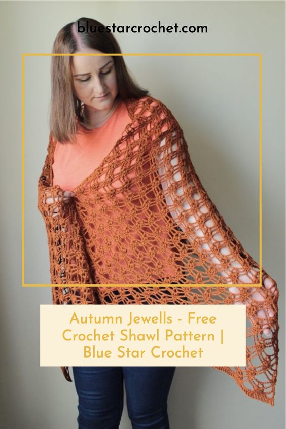 Free Rectangle Crochet Shawl Pattern - Blue Star Croch