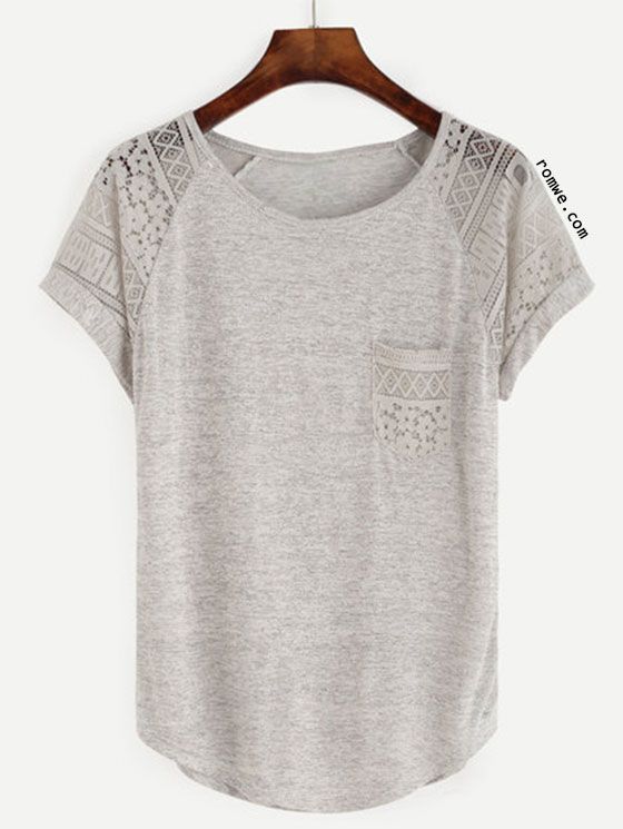 Grey Raglan Sleeve Lace Insert T-shirt | Clothes, Stitch fix .