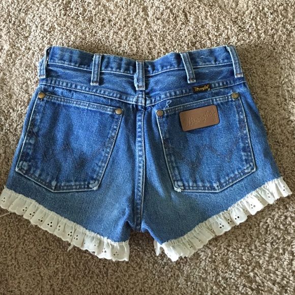 Wrangler Jean shorts with lace trim | Denim ideas, Lace denim .