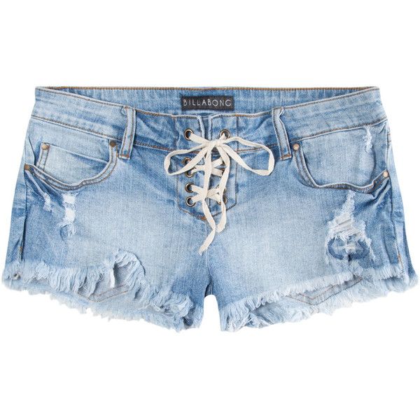 BILLABONG Lite Heart Womens Lace Up Denim Shorts ($49) ❤ liked on .