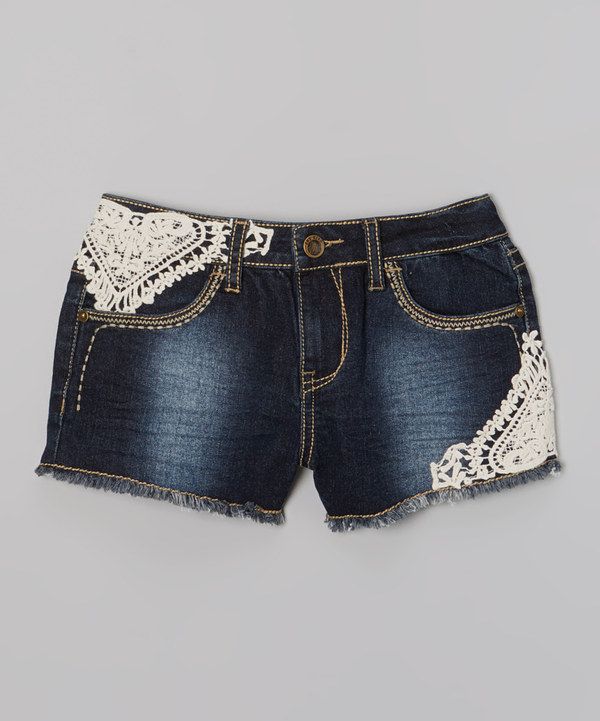 Lulu Luv Dark Wash Lace Denim Shorts | Lace denim shorts, Denim .