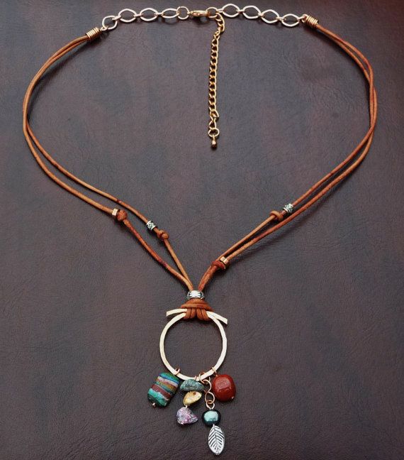 Mixed Metal and Leather Necklace | Etsy | Leather cord jewelry .