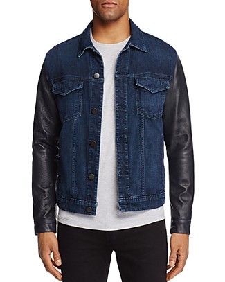 J Brand Scorpius Leather Sleeve Denim Jacket Men - Bloomingdale's .