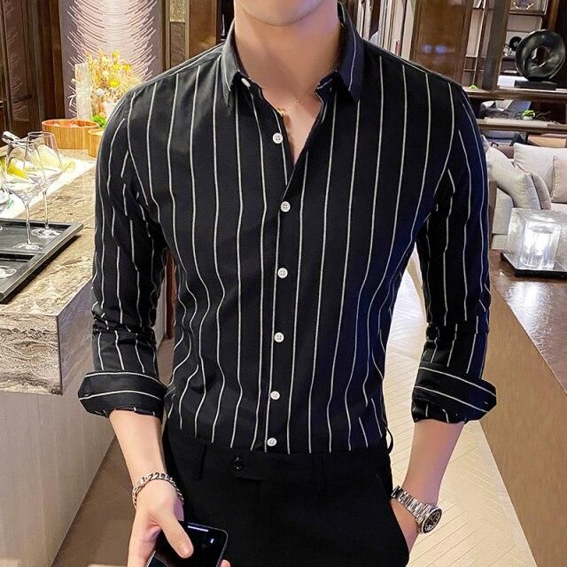 Wiaofellas Korea Style Handsome Fashion Mens Shirts Button Down .