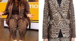 Katie Sturino's leopard print blazer and pants on The Drew .